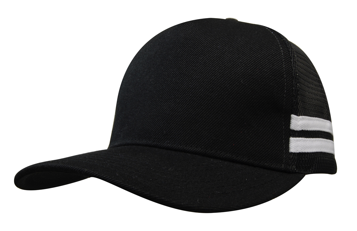American Premium Twill & Mesh Deep Fit Trucker Cap w/ Stripes