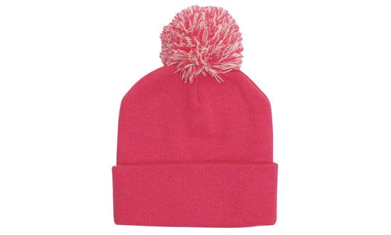 Acrylic Roll Up Beanie Toque w/ Pom Pom