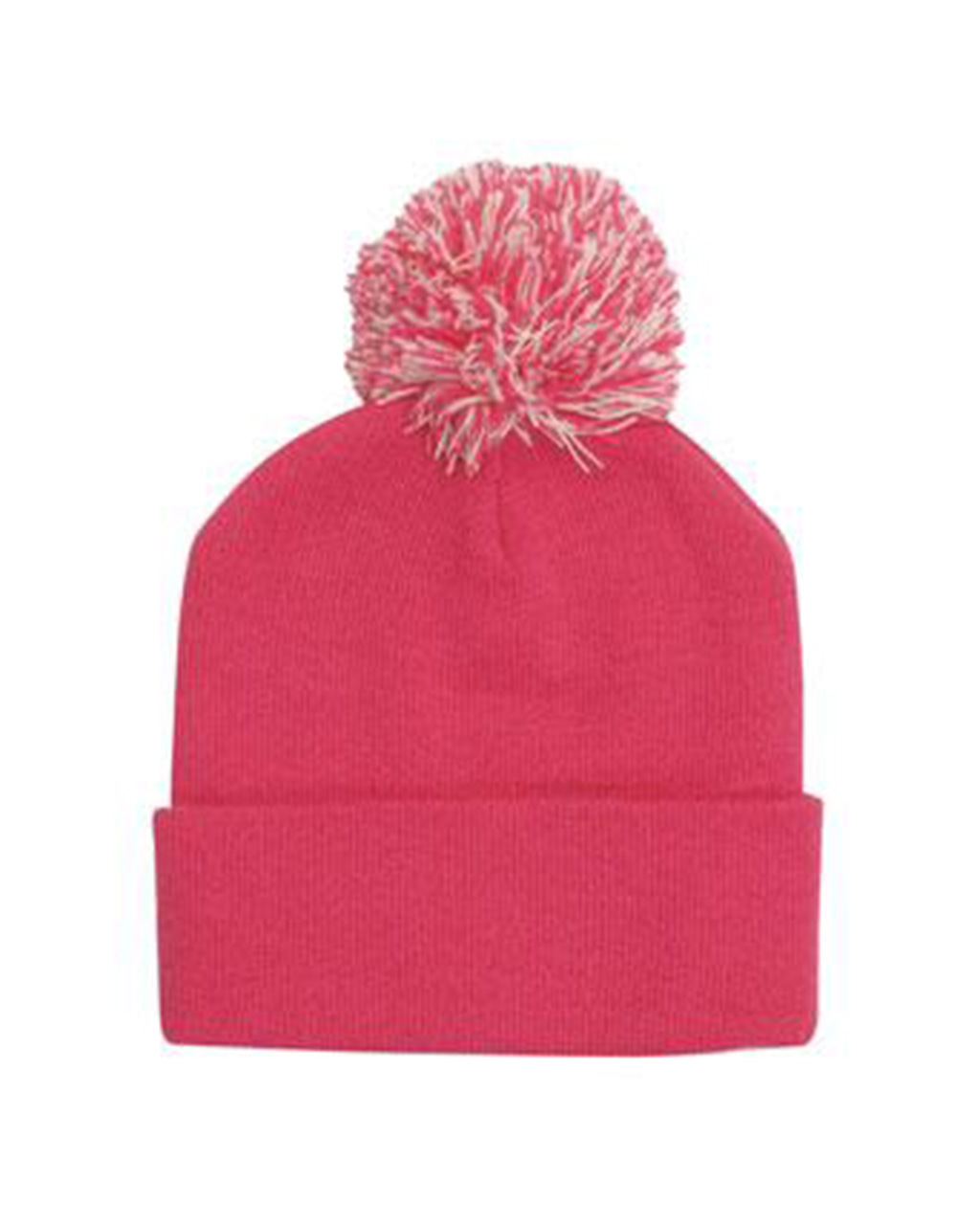 Acrylic Roll Up Beanie Toque w/ Pom Pom